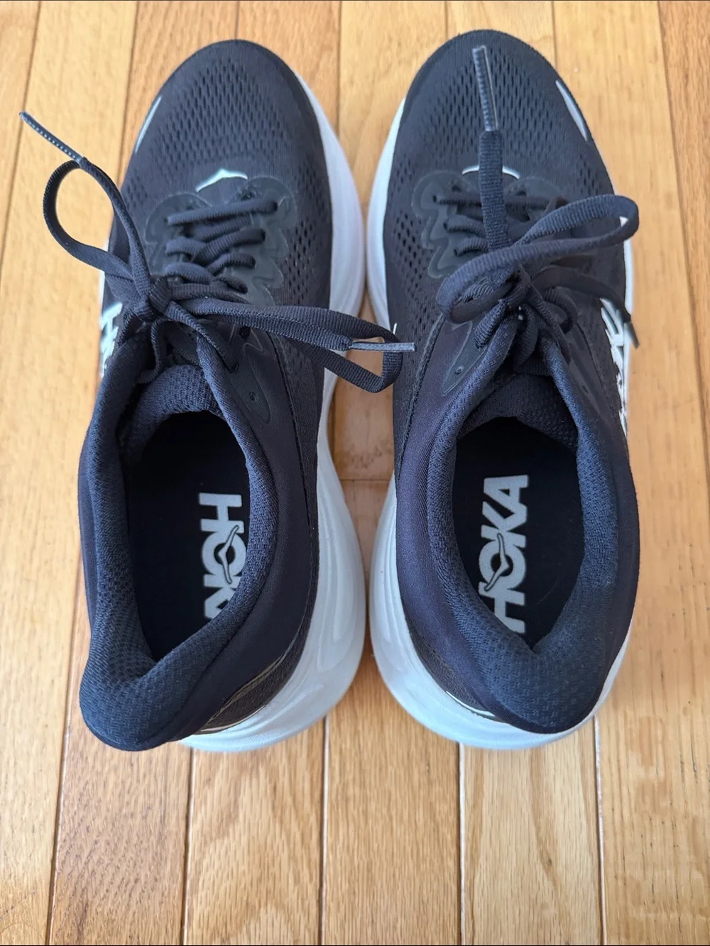 HOKA Bondi 9 black and white running sneaker